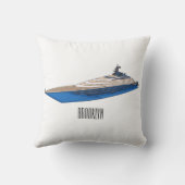 Yacht cartoon illustration クッション (裏面)
