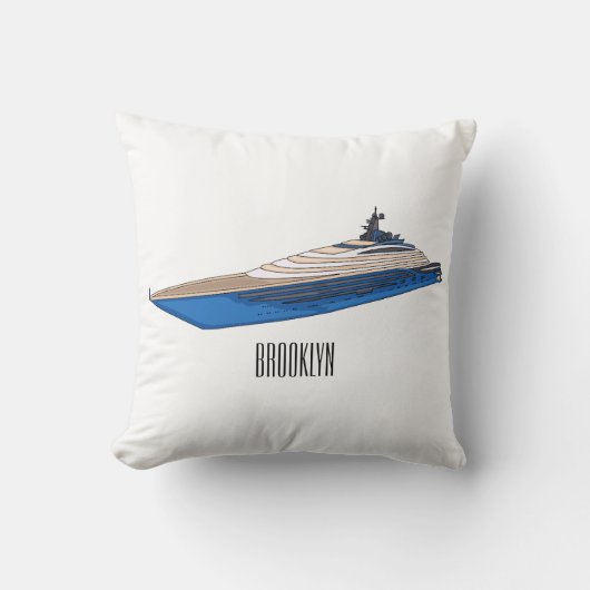 Yacht cartoon illustration クッション (正面)