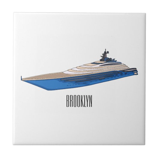Yacht cartoon illustration タイル (正面)