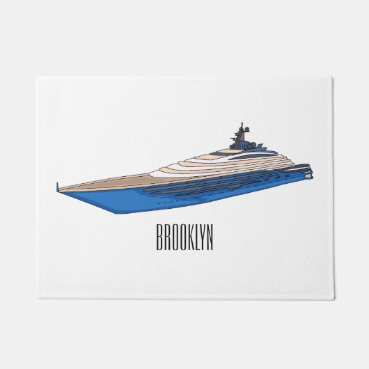 Yacht cartoon illustration ドアマット (正面)