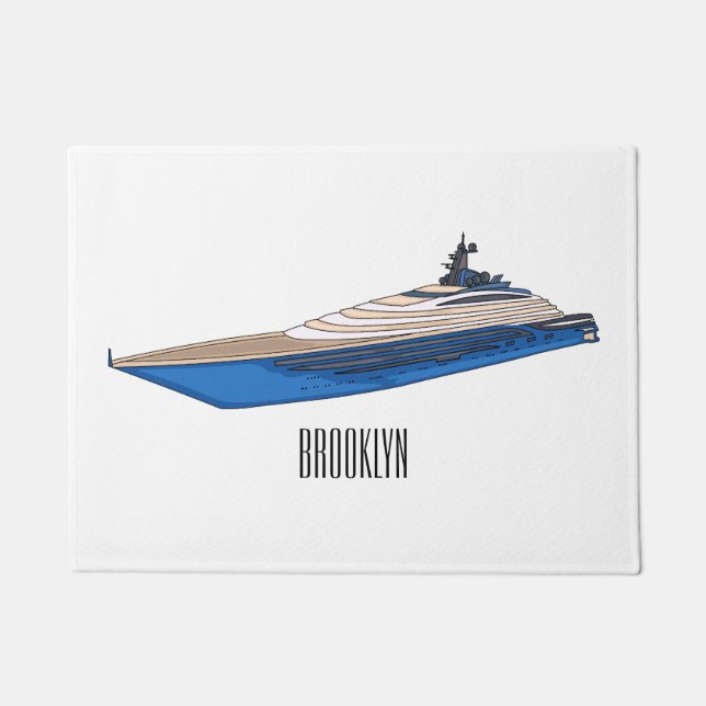 Yacht cartoon illustration ドアマット (正面)