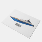 Yacht cartoon illustration ドアマット (アングル)