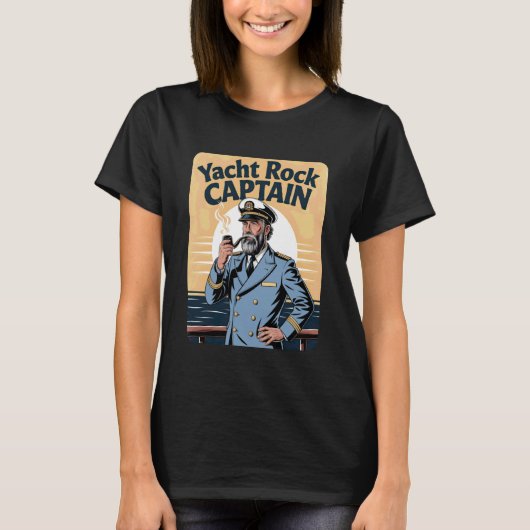 Yacht Rock Captain Retro Ocean Design Tシャツ (正面)
