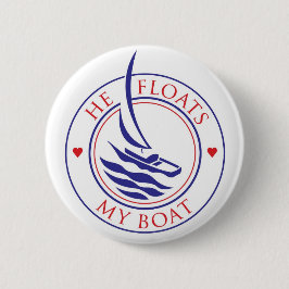 YachTees_Heは私のボートボタンを浮かべます 缶バッジ