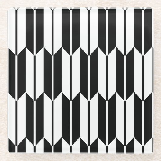 Yagasuri [black] - Japanese Traditional Pattern ガラスコースター (正面)