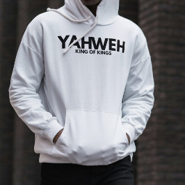 "YAHWEH" Cross White Christian Minimalist Hoodie パーカ