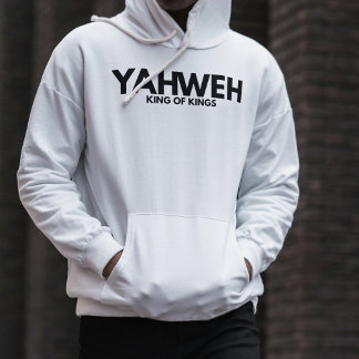 "YAHWEH" Cross White Christian Minimalist Hoodie パーカ
