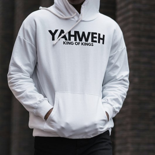 "YAHWEH" Cross White Christian Minimalist Hoodie パーカ
