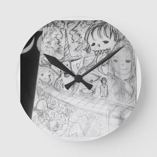yaieモンスターのマンガの日本製アニメ ラウンド壁時計 (正面)