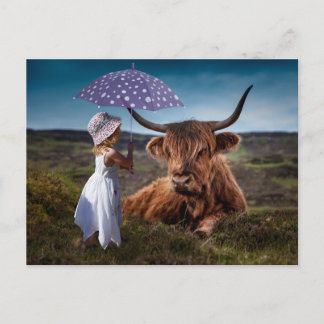 YAK GIRL UMBRELLA FUNNY POSTCROSSING ポストカード