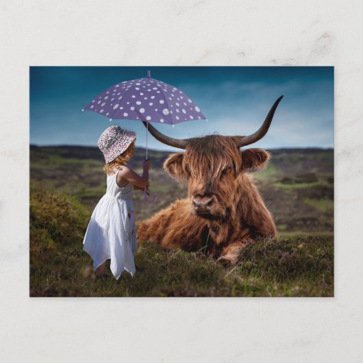 YAK GIRL UMBRELLA FUNNY POSTCROSSING ポストカード (正面)