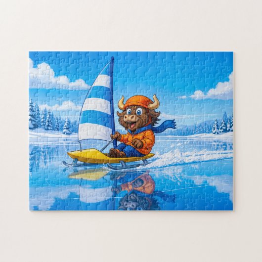 Yak Ice Sailing on a Frozen Winter Lake ジグソーパズル (横)