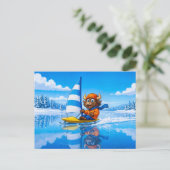 Yak Ice Sailing on a Frozen Winter Lake ポストカード (スタンド正面)