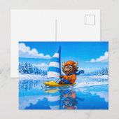 Yak Ice Sailing on a Frozen Winter Lake ポストカード (正面/裏面)