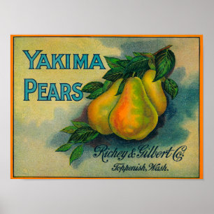 Yakimaのナシの木枠LabelToppenish、WA ポスター