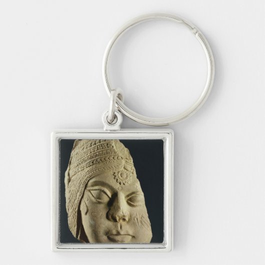 Yakshi、Bharhut、2世紀の赤い砂岩の頭部 キーホルダー (正面)