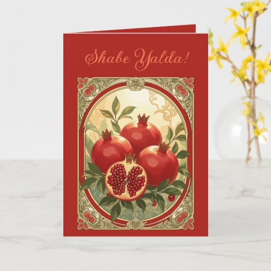 Yalda Pomegranate Chelle Night Fruits カード (黄色い花)