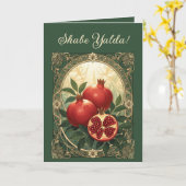 Yalda Pomegranates Persian Winter Solstice Eve カード (黄色い花)