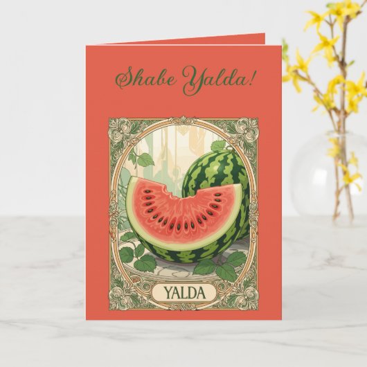 Yalda Watermelon Chelle Night Fruits カード (黄色い花)