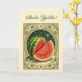 Yalda Watermelon Chelle Night Winter Solstice カード (黄色い花)