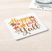 Y'allへの秋の幸せ スクエアペーパーコースター (アングル)