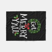 Y'all メリー Southern Slangを取得テキサス州クリスマスファミリーC フリースブランケット (正面(横))