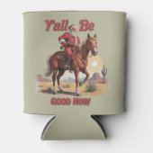Y'all Be Good Now Santa Cowboy西おもしろいクリスマス 缶クーラー (正面)