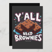 Y'all Need Browniesチョコレートケーキ甘いデザート サンキューカード (正面/裏面)