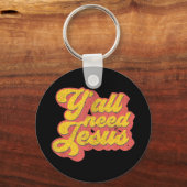 Yall Need Jesus Christianレトロ70s Christ Bible W キーホルダー (正面)