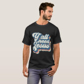 Yall Need Jesus Christianレトロ70s Christ Bible W Tシャツ (正面フル)