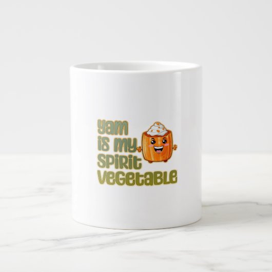 Yam Is My Spirit Vegetable Funny Playful Mood ジャンボコーヒーマグカップ (正面)