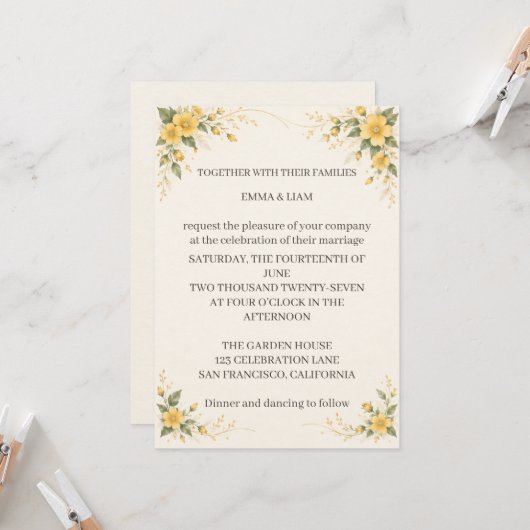 Yamabuki Wedding Invitation 招待状 (正面/裏面インサイチュ)