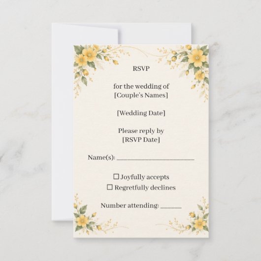 Yamabuki Wedding RSVP Card (正面)