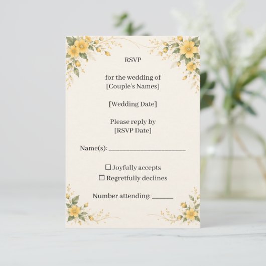 Yamabuki Wedding RSVP Card (スタンド正面)