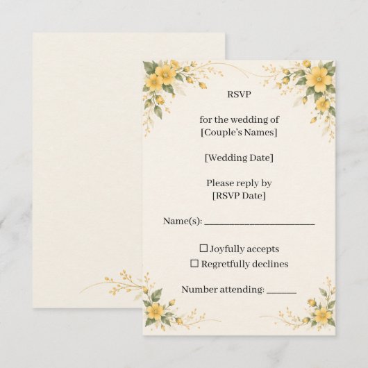 Yamabuki Wedding RSVP Card (正面/裏面)