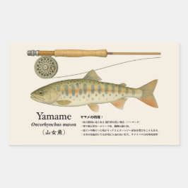 Yamame (Oncorhynchus masou) – Japanese illust 長方形シール