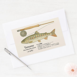 Yamame (Oncorhynchus masou) – Japanese illust 長方形シール