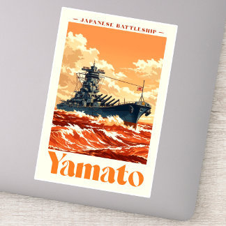 Yamato Japanese Battleship Vintage Maritime Poster シール