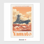 Yamato Japanese Battleship Vintage Maritime Poster シール (シート)