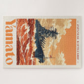 Yamato Japanese Battleship Vintage Maritime Poster ジグソーパズル (横)
