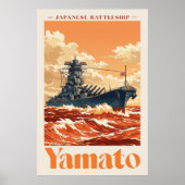 Yamato Japanese Battleship Vintage Maritime Poster ポスター (正面)