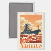 Yamato Japanese Battleship Vintage Maritime Poster マグネット (正面/裏面)