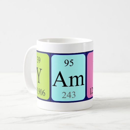 Yaminaの周期表の名前のマグ コーヒーマグカップ (正面左)