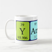 Yaminaの周期表の名前のマグ コーヒーマグカップ (左)
