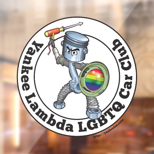 Yankee Lambda Car Club Piston Guy Window Cling ウィンドウサイン (シート2)