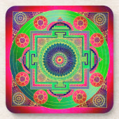 YANTRA – ホイール素晴らし – 緑ピンク コースター (正面)