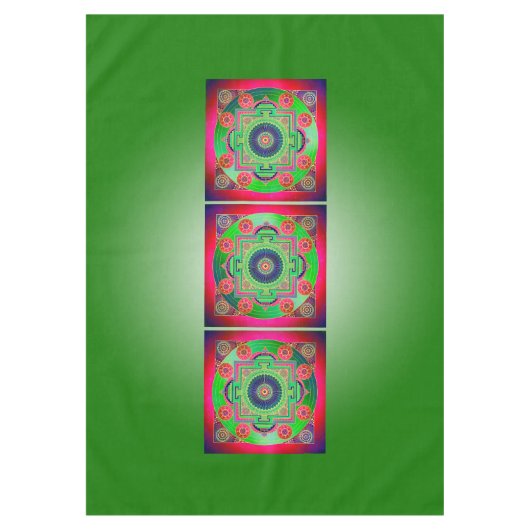 YANTRA – ホイール素晴らし – 緑ピンク テーブルクロス (正面)