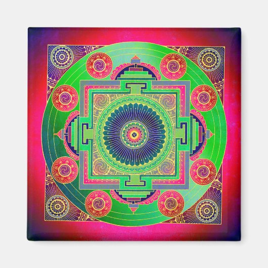 YANTRA – ホイール素晴らし – 緑ピンク マグネット (正面)