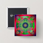 YANTRA – ホイール素晴らし – 緑ピンク 缶バッジ (正面&裏面)