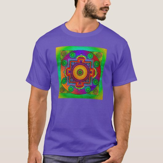 YANTRA – ホイ素晴らしール – 緑バイオレット Tシャツ (正面)
